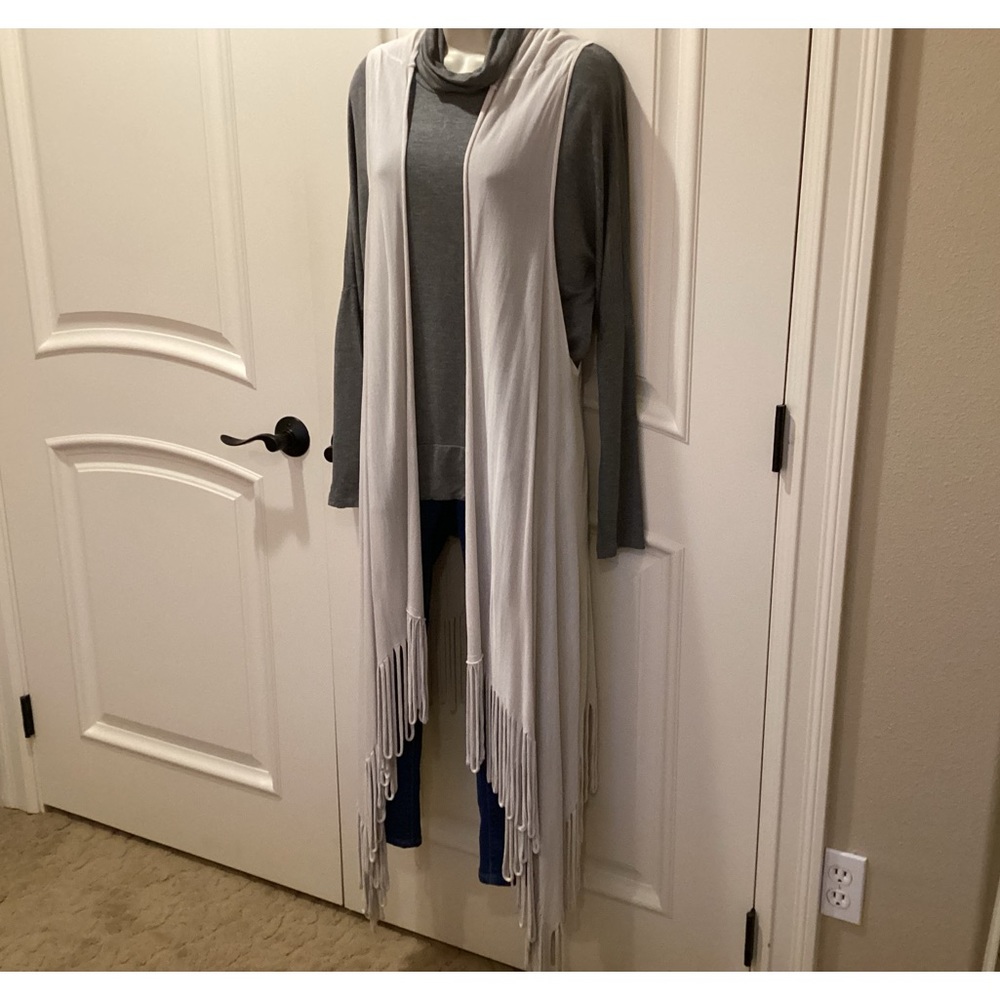 PRESS Sheer Mesh Duster Vest Fringed